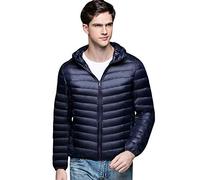 Doudoune Legere Homme a Capuche Duvet Veste Doudoune Matelassée Légère Plume Manteau Doudoune à Capuche Ultra Light Chaude Blouson Pliable Mi Saison Doudounes Legeres Hiver Grande Taille Marine 4XL