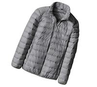 Doudoune Legere Homme Duvet Veste Doudoune Matelassée Légère Plume sans Capuche Manteau Doudoune Ultra Light Chaude Blouson Doudoune Jacket Pliable Mi Saison Doudounes Hiver Grande Taille Gris 2XL