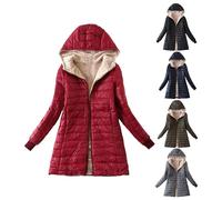 Doudoune légère pour femme avec capuche - Veste matelassée pour femme - Veste de transition longue - Veste d'hiver chaude doublée - Veste de survêtement en coton épais - Doudoune chaude coupe-vent