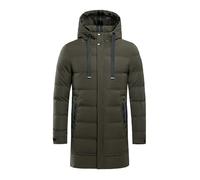 Doudoune légère pour homme - Manteau d'hiver à capuche pour homme - Manteau long et chaud - Couleur unie - Veste d'hiver décontractée - Manteau en duvet imperméable - Coupe ajustée - Veste matelassée