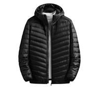 Doudoune légère pour homme : veste matelassée pour homme avec capuche pour homme, veste d'hiver en duvet ultra légère et pliable, veste matelassée à col montant coupe ajustée, Noir , XXXXXL
