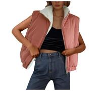 Doudoune Légère sans Manche Femme Ultra Chaud Veste Fermeture Glissière Gilets Décontractés Manteau Court légant Couleur Unie Ample Coupe Classique Exterieur Gilet Reporter Travail
