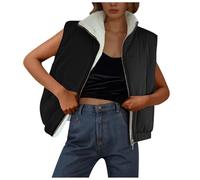 Doudoune Légère sans Manche Femme Ultra Chaud Veste Fermeture Glissière Gilets Décontractés Manteau Court légant Couleur Unie Ample Coupe Classique Exterieur Gilet Reporter Travail