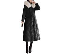 Doudoune longue d'hiver pour femme, imperméable et chaude, avec capuche en fausse fourrure, coupe maxi matelassée, style décontracté.