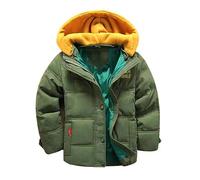 Doudoune Longue Enfant, Automne Hiver Blouson Unisexe Coupe-Vent Résistant Froid À Capuche Manches Longues Col Rond Avec Fermeture Éclair Et Poche Vêtement Hiver Chaud Enfant Pour Thermique Casual