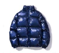 Doudoune matelassée épaisse pour homme avec col montant, manteau parka chaud et imperméable pour l'extérieur, streetwear décontracté en noir, argent, or, bleu (taille 3XL, bleu roi)