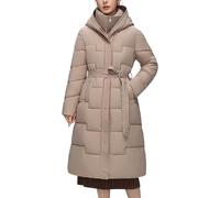 Doudoune matelassée longue et légère à capuche pour femme, kaki, taille XL
