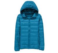 Doudoune matelassée pour femme grande taille plume doudoune légère pliable de couleur unie avec sac de rangement veste en cuir d'hiver bleu femme, bleu, 7XL