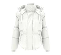 Doudoune matelassée pour femme, manteau chaud d'hiver pour femme, couleur unie, manteau en coton fin et tendance, petit chignon pour le travail, la marche, la randonnée et les vacances, blanc, XL