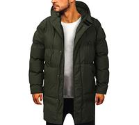 Doudoune mi-longue à capuche pour homme, avec fermeture éclair vers le bas, manteau chaud rembourré, parka coupe-vent, vêtements d'extérieur rembourrés d'hiver, poignets tempêtes, poche poitrine