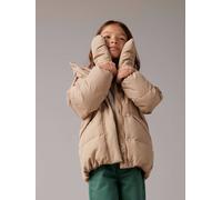Doudoune mi longue garnissage plume et duvet fille moufles amovibles cappuccino 2A