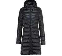 Doudoune Mi-Longue Légère Et Chaude pour Femmes Automne Et Hiver Décontractée Simple Et Ajustée Pouvant être Emballée avec des Poches Veste à Capuche Détachable (Noir,XXL)
