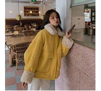 Doudoune mi-longue pour femmes - FUNMOON - Col Revers - Manches Longues - Jaune S