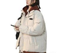 Doudoune pour femme Hiver Chaude Coupe Large Doudoune pour(White XXL) | Coupe large et ample, design pour bloc de couleurs, idéal pour un look fashion décontracté en hiver