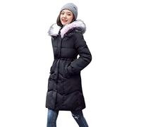 Doudoune pour femme, longue tunique boutonnée avec poche zippée et capuche amovible