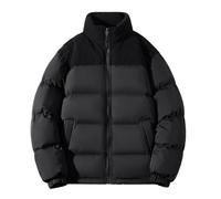 Doudoune pour homme - Manteau d'hiver épais, col montant chaud, fermeture éclair des couleurs contrastées, manteau de ski parfait pour les activités de plein air par temps froid, 1B - Noir, 5XL