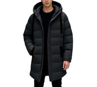 Doudoune pour homme mi-longue et ample - Veste matelassée bouffante thermique - Manteau d'hiver épais et chaud - Fermeture éclair complète - Veste d'extérieur coupe-vent - Veste d'hiver, Noir , L
