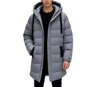 Doudoune pour homme mi-longue et ample - Veste matelassée bouffante thermique - Manteau d'hiver épais et chaud - Fermeture éclair complète - Veste d'extérieur coupe-vent - Veste d'hiver, gris, M