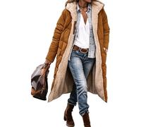 Doudoune réversible pour femme, chaude, à capuche, longue, fermeture | Modèle réversible, doublure rembourrée, capuche, fermeture éclair intégrale, poches obliques, longueur extra longue