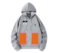 Doudoune sans Manche Chauffante,Gilet éco-Chaleur pour Homme et Femme Sweat à Capuche Unisexe avec 5 chauffantes Veste chauffante d’extérieur et Hoodie Isolant pour Temps Froid (Grey, L)