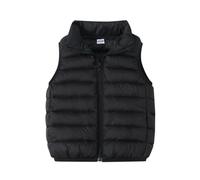 Doudoune Sans Manche Enfant Garçons Fille Duvet Hiver Matelassé Veste à Capuche Gilet Couleur Unie DéContractée D'Extérieur Chaud Gilets à Capuche Avec Zippée Manteau En Duvet Sans (Black, 5-6 Years)