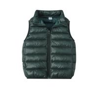 Doudoune Sans Manche Enfant Garçons Fille Duvet Hiver Matelassé Veste à Capuche Gilet Couleur Unie DéContractée D'Extérieur Chaud Gilets à Capuche Avec Zippée Manteau En Duvet Sans (Green, 6-7 Years)