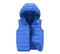 Doudoune Sans Manche Enfant Garçons Fille Duvet Hiver Matelassé Veste à Capuche Gilet Couleur Unie DéContractée D'Extérieur Chaud Gilets à Capuche Avec Zippée Manteau En Duvet (Y4-Blue, 3-4 Years)