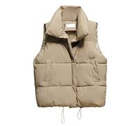 Doudoune Sans Manche Femme Chic Chaud Ample Manteaus Doudounes Fermeture Zippé Gilets matelassé brillant Court Gilet Thermique en Polaire Pour Femmes Printemps Hiver