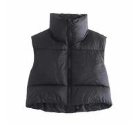 Doudoune Sans Manche Femme Chic Chaud Ample Manteaus Doudounes Fermeture Zippé Vestes Fine Manches Gilets Court Gilet Thermique Col Roulé Grande Taille En Duvet Parka Hiver