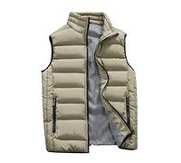 Doudoune sans Manche Gilet Homme Ultra Légère Court Veste Manteau Blouson Kaki L