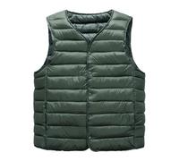 OLEETS Doudoune sans Manche Homme -Automne Hiver Hommes Veste Chaude Légère Col en V sans Manches Bouton Chaud Coton Gilet Tops Grande Taille Vêtements Coupe-Vent, Vert, 5XL