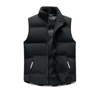 Doudoune sans Manche Homme Chuad Hiver Veste Polaire, Manteaux Outdoor Casual Décontracté Blouson sans Manches Hiver Col Montant Zippé Matelassé Rembourrée Chaude Épais Ultra-Léger Coupe-Vent