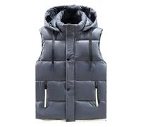 Doudoune Sans Manches En Coton Pour Homme Veste D'hiver Avec Fermeture Éclair Slim À Capuche Vêtements D'extérieur