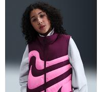 Doudoune sans manches en duvet ample Therma-FIT Nike Swoosh pour ado (fille) Bordeaux/Pink Spell/Pink Spell M