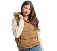 Doudoune sans manches fausse fourrure femme Superdry Everest Marron S