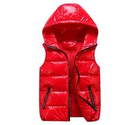 Doudoune sans Manches Femme Capuche Zippé Veste Duveteuse Gilet sans Manche Femme Courtes Veste Matelassée Légère Manteau Femme Hiver Chaude Chic Blouson