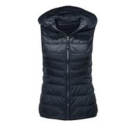 Doudoune sans Manches Femme Capuche Zippé Veste Duveteuse Gilet sans Manche Femme Courtes Veste Matelassée Légère Manteau Femme Hiver Chaude Chic Blouson Veste matelassée sans manches Mode avec Poches