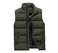 Doudoune sans Manches Homme À Fermeture Éclair, Blouson Gilet Homme sans Capuche avec Poches Couleur Pure Col Droit, Gilets Légère Casual - Vetement Hiver Cyclisme Unique Vert armée L