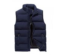 Doudoune sans Manches Homme À Fermeture Éclair, Gilet Chaud Homme avec Poches sans Capuche Couleur Pure Col Droit, Gilets Légère Camping - Vetement Hiver Voyage Casual Bleu XL