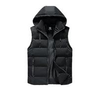 Doudoune Sans Manches Homme Automne Et Hiver Chaud Gilet Veste à Capuche Double Fermeture éClair Ultra Légère Veste MatelasséE RembourréE Parka Blouson Mode Coutures Bicolores Loisirs