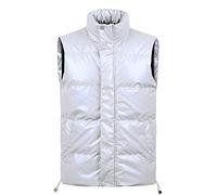 Doudoune sans Manches Homme Hiver Chaud Veste De Travail, Manteaux Outdoor Casual Décontracté Blouson sans Manches Hiver Col Montant Zippé Matelassé Rembourrée Chaude Épais Ultra-Léger Coupe-Vent