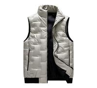 Doudoune sans Manches Homme Hiver Chaud Veste Polaire, Gilets Épais Automne Et Hiver Vestes Chaud Ultra Légère Manteau sans Capuche Fermeture Blouson Mode Et Simple Décontracté pour Tous Les Jours