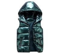 Doudoune sans manches matelassée oversize pour femme, fermeture éclair, capuche, col montant, poches, verte, taille XX Large