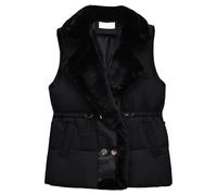 Doudoune sans manches noire pour femme, coupe ample, décontractée, couleur unie, chaude, taille L