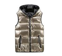 Doudoune Zippée Femme - Veste Duveteuse Gilet sans Manche Manteau Hiver Chaude Chic Blouson Matelassée Légère