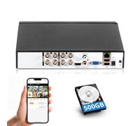 Douevo Enregistreur de sécurité DVR 8 canaux 1080p avec disque dur de 500 Go, DVR filaire pour caméra de sécurité, enregistreur vidéo numérique hybride 5 en 1 8 canaux compatible avec les caméras IP