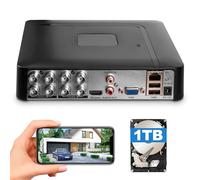 Douevo Enregistreur vidéo numérique 8 canaux 5 MP CCTV DVR H.265+ Sécurité 8CH avec disque dur de 1 To, hybride 5 en 1 (TVI/AHD/CVI/CVBS/IPC) DVR filaire pour caméra de sécurité, accès à distance