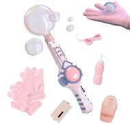 DOUFAN Machine à Bulles de Smog élastique avec Baguette à Bulles d'eau, Machine à Bulles de fumée Magique Automatique pour Enfants, Bulle de fumée élastique (Rose)