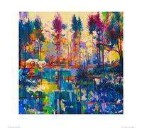 Doug Eaton (Blue and Green Reflections 60 x 60 cm Toile Imprimée