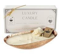 Dough Bowl Candle Co. Bougie de luxe en cuivre - Bougies de luxe parfumées gardénia tubéreuse pour la maison, 30,5 x 12,7 x 5,1 cm, récipient en cuivre pour homme et femme, 4 mèches fantaisie pour